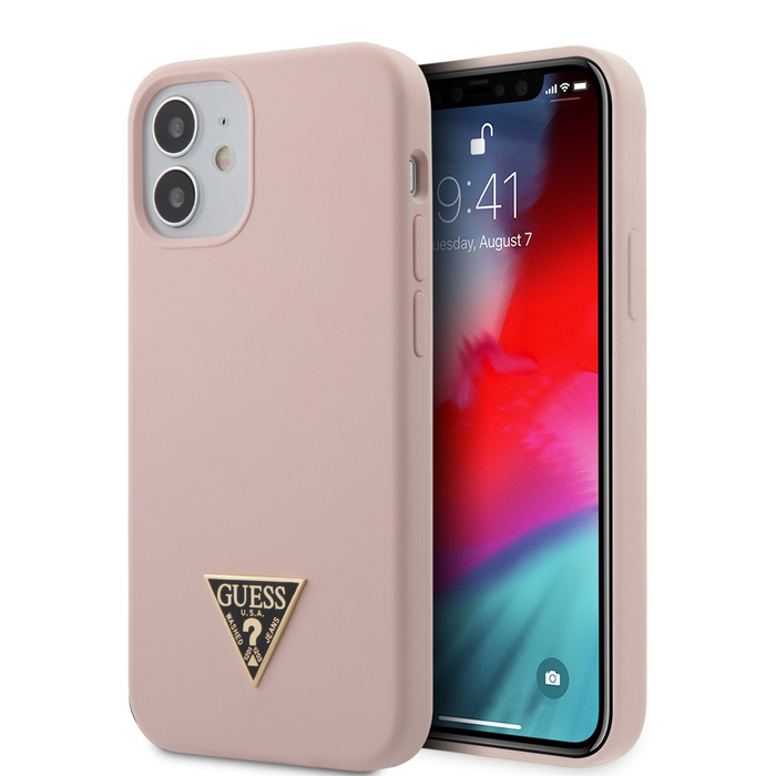 Coque GUESS Apple iPhone 12 Mini 5.4 Silicone Triangle Logo GUHCP12SLSTMLP Rose Hardcase