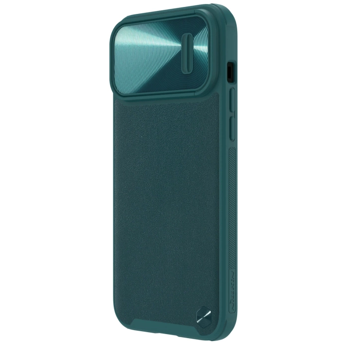 Etui Nillkin CamShield Leather S Case etui iPhone 14 Pro Max pokrowiec z osłoną na aparat zielone