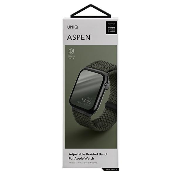 UNIQ bracelet Aspen Apple Watch 40/38/41mm Tressé vert/vert cyprès