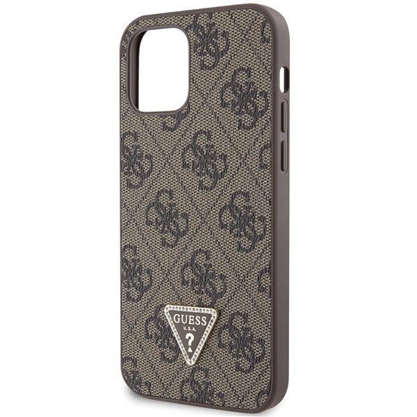 Guess GUHCP12MP4TDSCPW iPhone 12 / 12 Pro 6.1" braun/braun hartcase Crossbody 4G Metall Logo