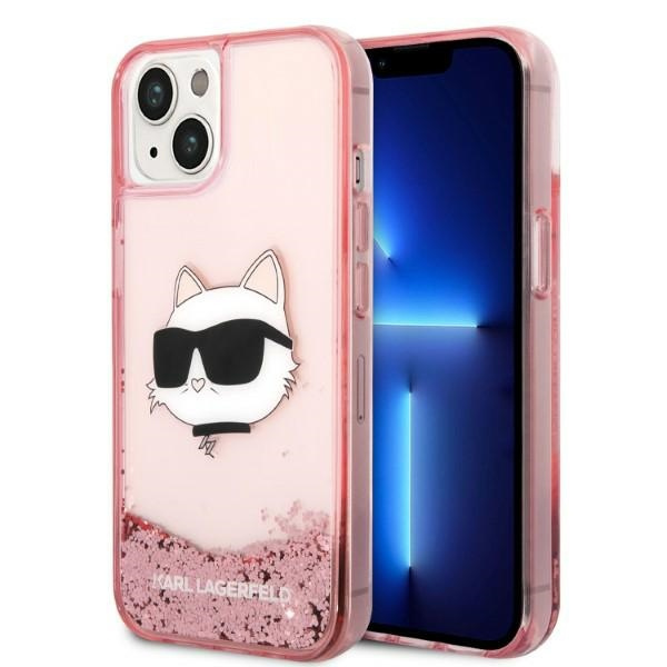 Coque Karl Lagerfeld iPhone 14 Plus 6.7" rose/rose durcase Glitter Tête de Choupette