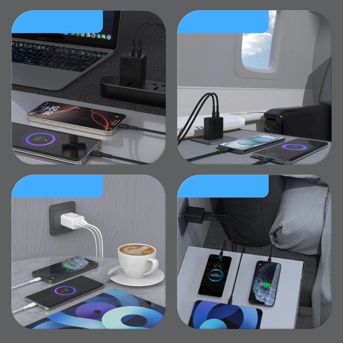 Dudao A29 65W GaN Wandladegerät 2 x USB-C + 1 x USB-A - Schwarz