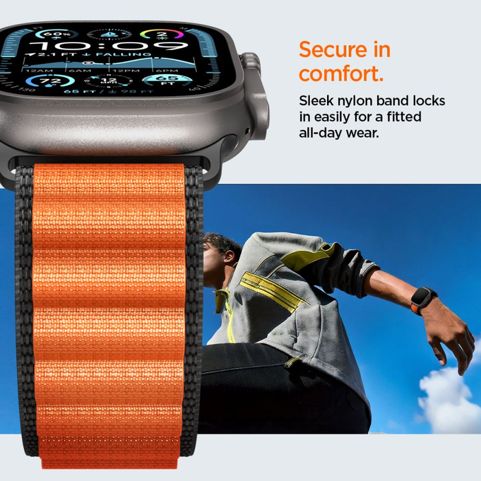Spigen WBF1 BAND Apple Watch 6 / 7 / 8 / 9 / 10 / SE / ULTRA 1 / 2 (44 / 45 / 46 / 49 MM) NOIR/ORANGE