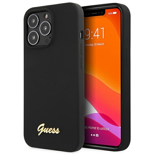 Guess GUHCP13XLSLMGBK iPhone 13 Pro Max 6.7" schwarz/schwarz hartcase Silikon Script Gold Logo