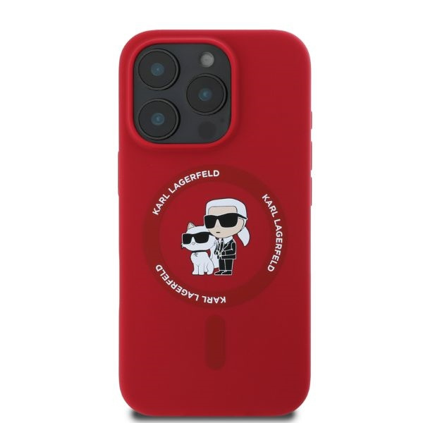 Etui Karl Lagerfeld iPhone 16 Pro Max czerwony/red HC MagSafe Silicone KC Heads Ring
