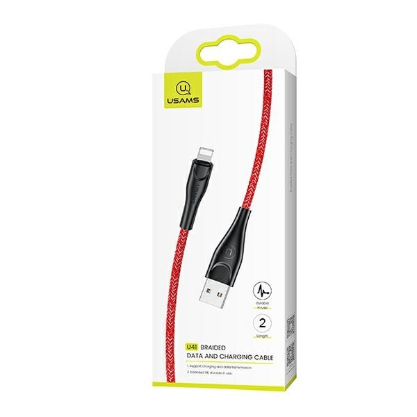 USAMS Kabel geflochtenes U41 Lightning/USB-Schnellladekabel 2m rot/rot SJ394USB02 (US-SJ394)