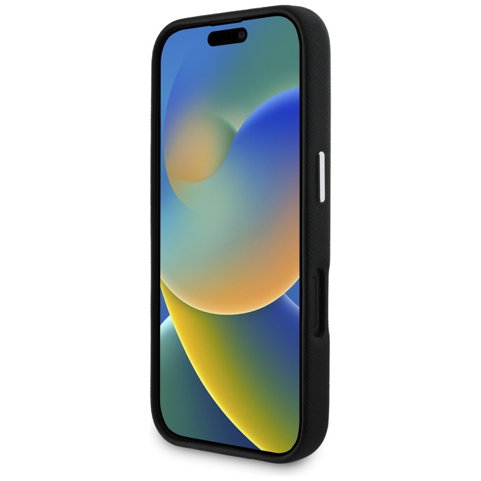 Etui Karl Lagerfeld Saffiano Full         Wrapped Elongated Metal Logo MagSafe do iPhone 16 czarny