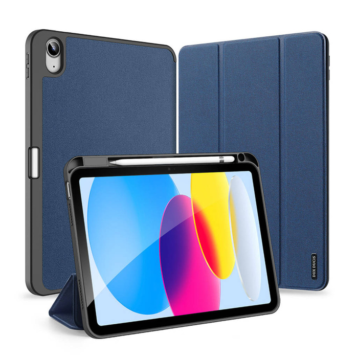 Étui Dux Ducis Domo pour iPad 10.9&#39;&#39; 2022 (10 gen.) Housse avec espace pour stylet Apple Pencil Smart Cover Stand bleu