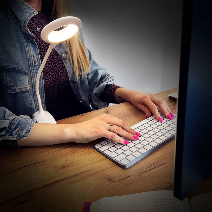 Lampada da lettura LED wireless con clip + cavo micro USB bianco