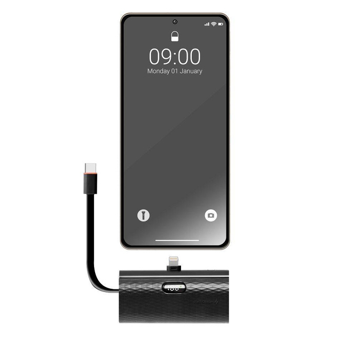 Powerbank Forcell F-Energy Power Plug F5K3 PD 20W 5000 mAh z wbudowanym złączem Lightning czarny
