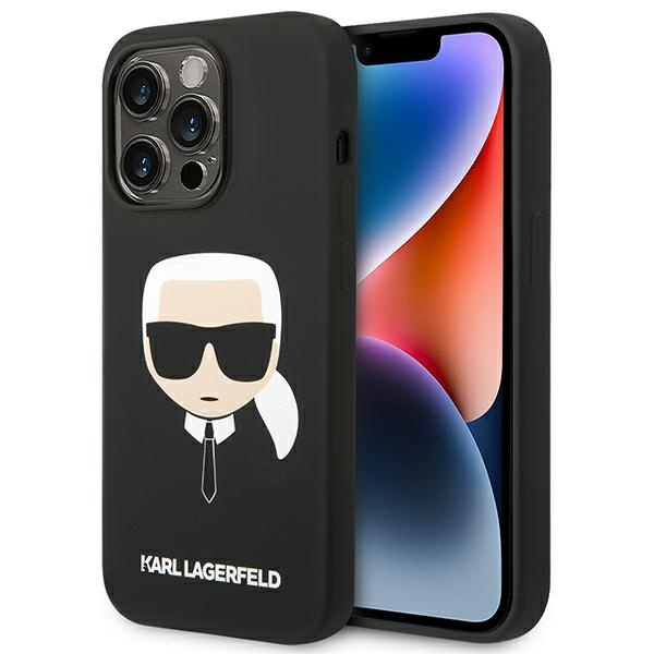 Hülle KARL LAGERFELD Apple iPhone 14 Pro Max Silikon Karl`s Head Schwarz Hartcase