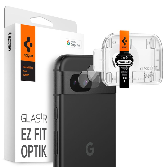 Spigen PROTECTOR DE CÁMARA OPTIK.TR "EZ FIT" PROTECTOR DE CÁMARA 2-PACK GOOGLE PIXEL 8A CLEAR
