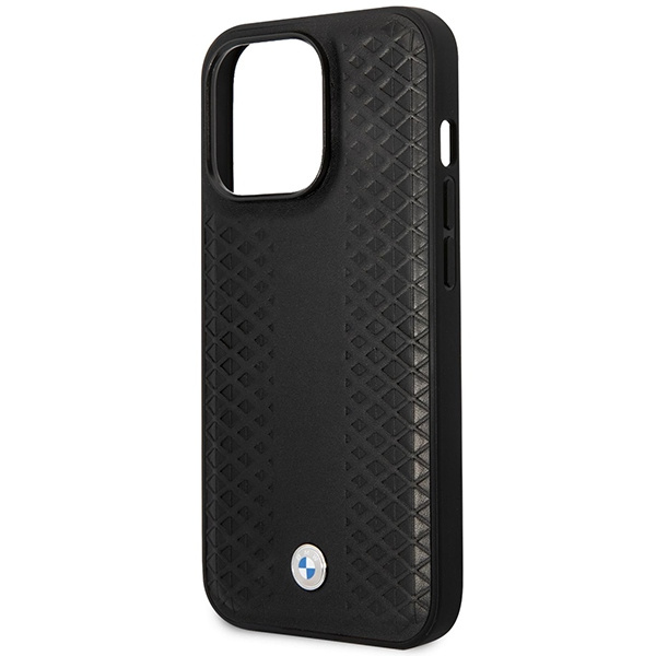 Coque BMW BMHMP14L22RFGK iPhone 14 Pro 6.1" noir/noir Cuir Diamond Pattern MagSafe