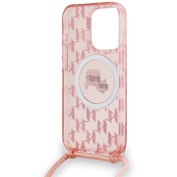 Etui Karl Lagerfeld KLHMP15LHCKCKLCP iPhone 15 Pro 6.1" różowy/pink hardcase IML Crossbody Monogram Karl & Choupette Head MagSafe