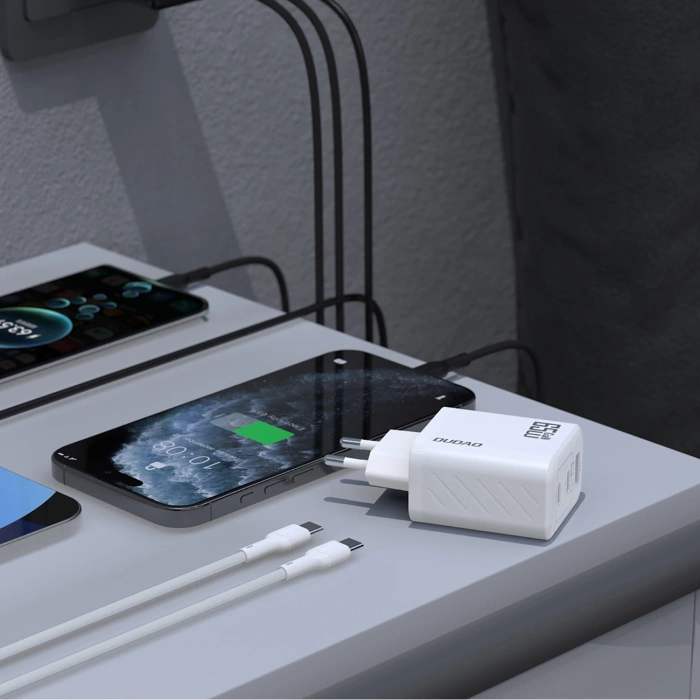 Dudao A29C 65W GaN Wandladegerät + USB-C Kabel - Weiß