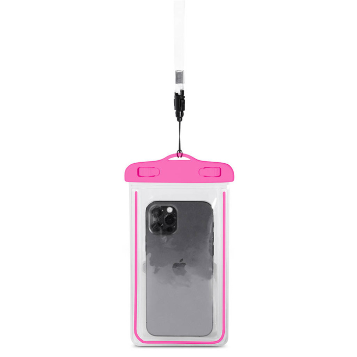 Housse de téléphone étanche en PVC avec cordon - rose