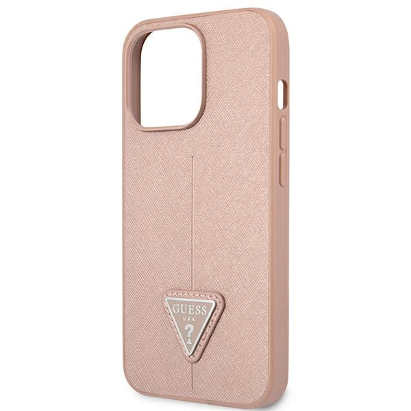 Case GUESS Apple iPhone 13 13 Pro Saffiano Triangle Logo Pink Hardcase