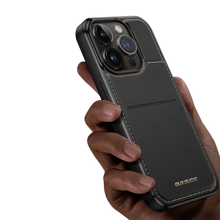 3-in-1-Hülle für iPhone 14 Pro mit MagSafe Wallet RFID-blockierender Ständer Dux Ducis Rafi Mag – Schwarz