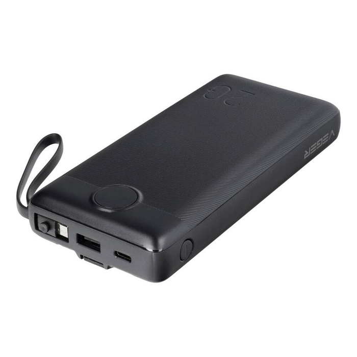 Powerbank Veger C20 (W2047 / W2059) 20000 mAh z wbudowanymi kablami Micro USB / Typ C / Lightning czarny