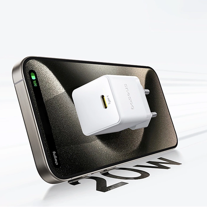 Baseus Palm 1C 20W Wall Charger (with Baseus Mini White USB-C 60W (20V/3A) 1m Cable) - White