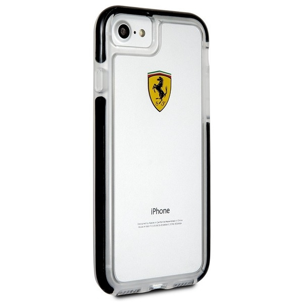 Pouzdro FERRARI Apple iPhone 7 8 Nárazuvzdorné průhledné černé pouzdro