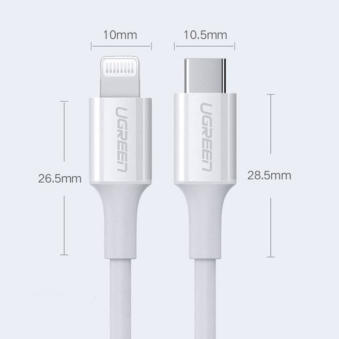 Cavo Ugreen MFi USB Tipo C - Cavo Lightning 3A 0,5 m bianco (US171)