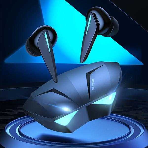 AWEI Bluetooth 5.0 T23 TWS Fejhallgató + játékdokkoló fekete/fekete