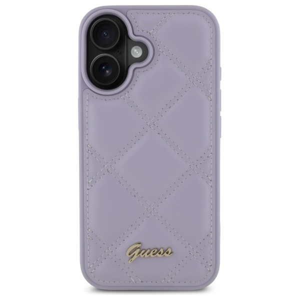 Etui Guess iPhone 16 6.1" jasnofioletowy/light purple hardcase Quiled Metal Logo