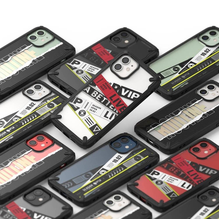 Ringke Fusion X Design cover blindata con cornice per iPhone 12 mini nero (Ticket band) (XDAP0018)