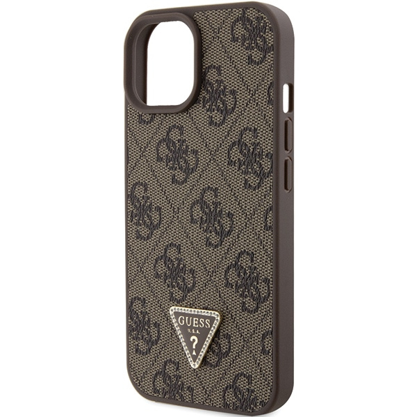 Guess GUHCP15SP4TDPW iPhone 15 6.1" braun/braun hartcase Leder 4G Triangle Strass