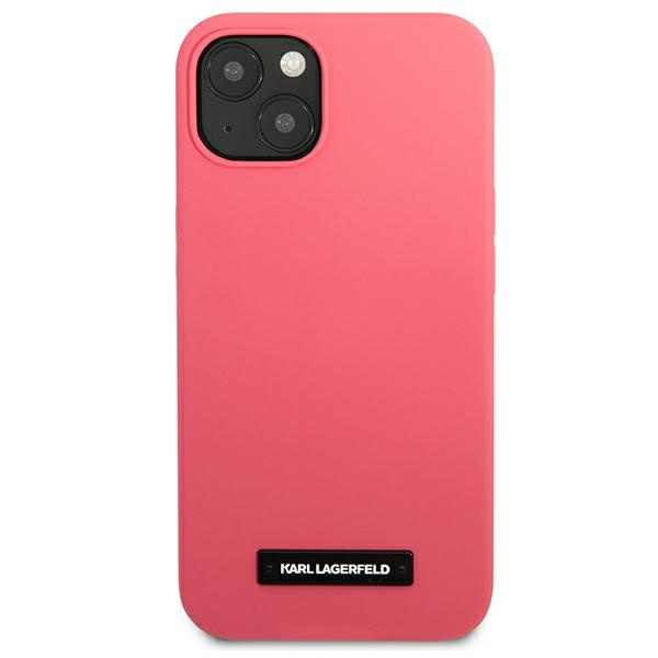 Case KARL LAGERFELD Apple iPhone 13 Mini Silicone Plaque Pink Fuchsia Hardcase