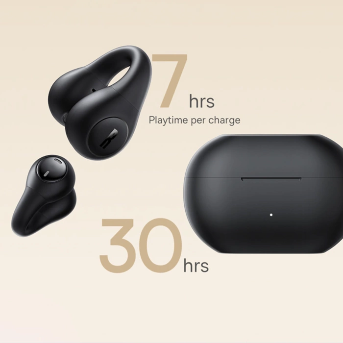 Słuchawki Baseus Bass 15 Clip OWS bezprzewodowe z kablem Baseus Simple USB-C 3A 30cm - czarne