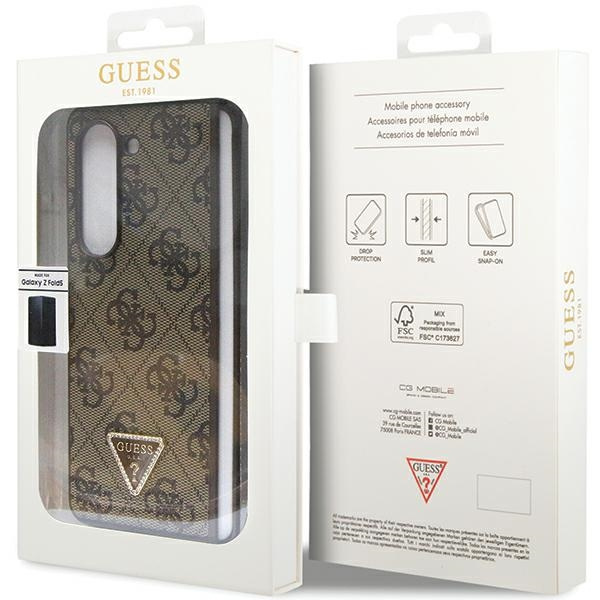 Coque Guess GUHCZFD5P4TDPW F946 Galaxy Z Fold 5 marron/marron durcase Cuir 4G Triangle Strass Case