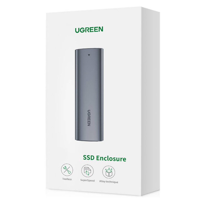 Ugreen pro pevný disk Kryt pevného disku M.2 B-Key SATA 3.0 5 Gb/s šedý + kabel USB typu C (CM400)