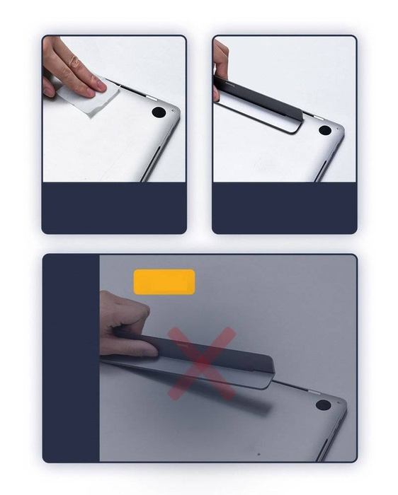 Baseus Supporto per laptop MacBook in alluminio adesivo ultra sottile argento (SUZC-0S)