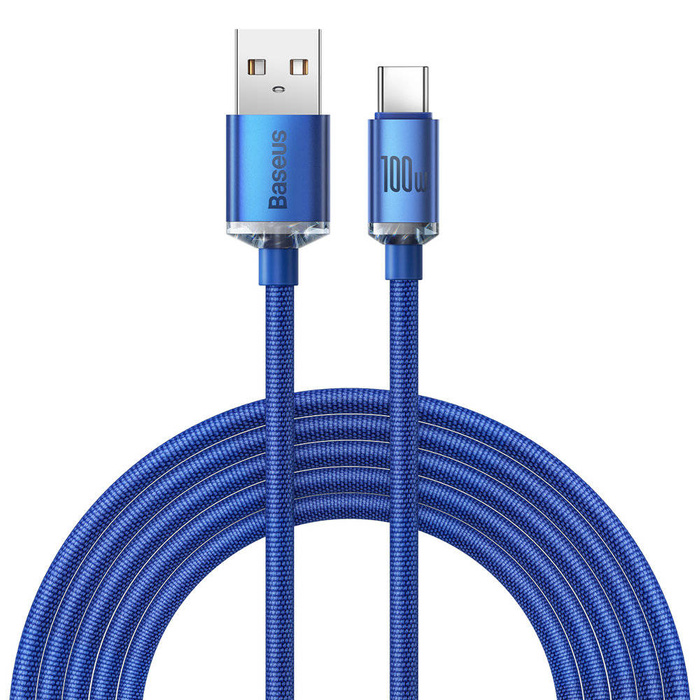 [RETURNED ITEM] Baseus Crystal Shine Series kabel USB kabel pro rychlé nabíjení a přenos dat USB Typ A - USB Typ C 100W 2m modrý (CAJY000503)