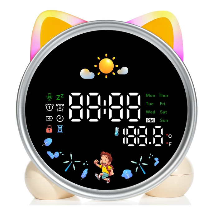 Budzik Wielofunkcyjny z uszkami          MajesticLine biały (kotek)