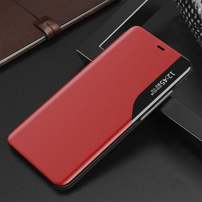 Custodia in ecopelle View Case elegante custodia tipo libreria con cavalletto per iPhone 13 Pro rosso
