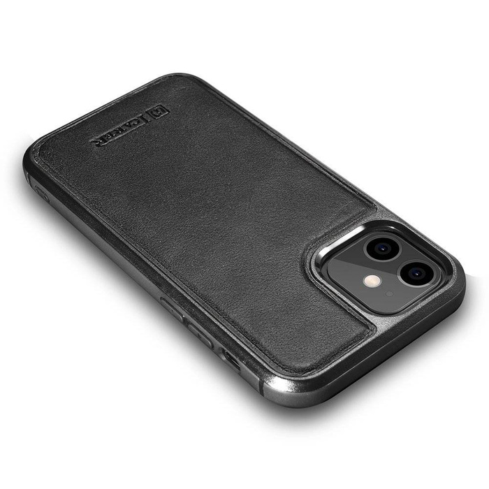 iCarer Leather Oil Wax pouzdro s pravou kůží pro iPhone 12 mini black (ALI1204-BK)