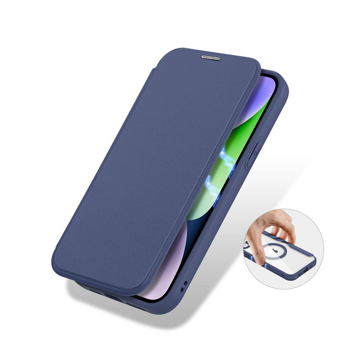 Custodia Dux Ducis Skin X Pro Magnetic Flip MagSafe per iPhone 15 Plus - blu