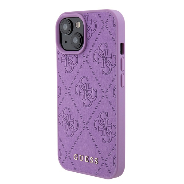 Hülle Guess GUHCP15SP4EPMU iPhone 15 6.1" lila/helllila hartcase Leder 4G gestempelt Case