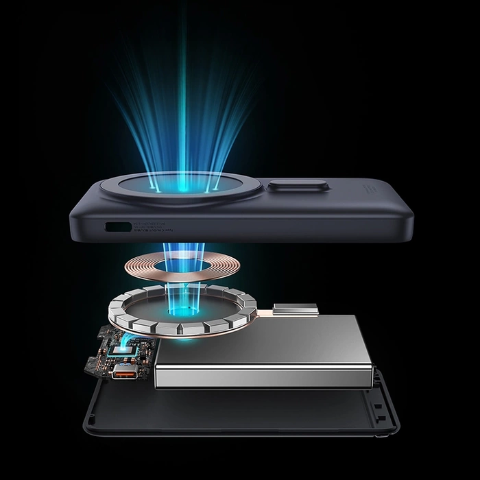 Baseus Magnetic Bracket 10000mAh 20W Powerbank mit MagSafe - dunkelblau + USB-C-Kabel 60W 0,5m