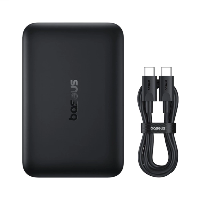 Powerbank Baseus EnerFill FM11 Ultra-Mini 10000mAh 22,5W kompatybilny z MagSafe z kablem Baseus Simple USB-C 20V/3A 30cm - czarny