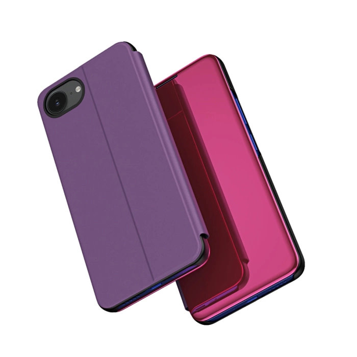 Clear View Case for iPhone 16e Flip Cover - Pink