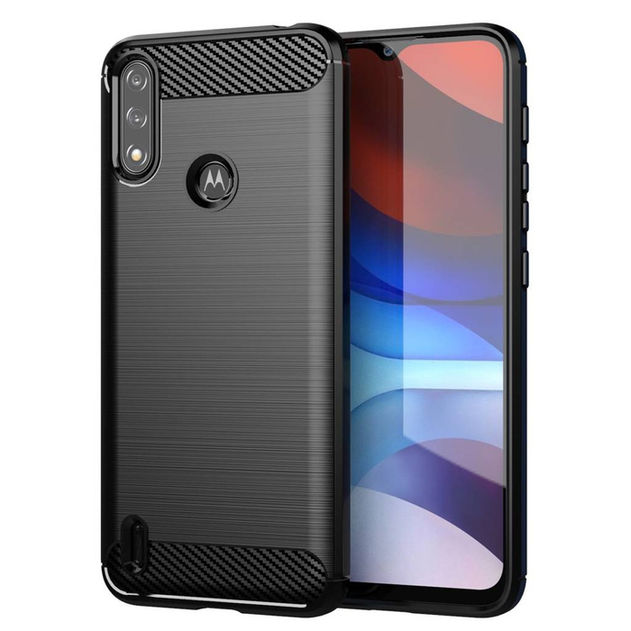 Carbon Case flexibilní pouzdro kryt Motorola Moto E7i Power černý