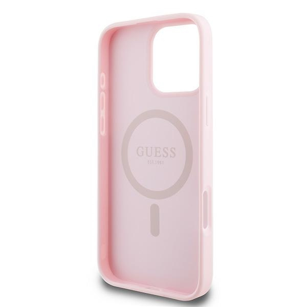 Etui Guess iPhone 16 Pro 6.3" różowy/pink hardcase Grained Ring MagSafe