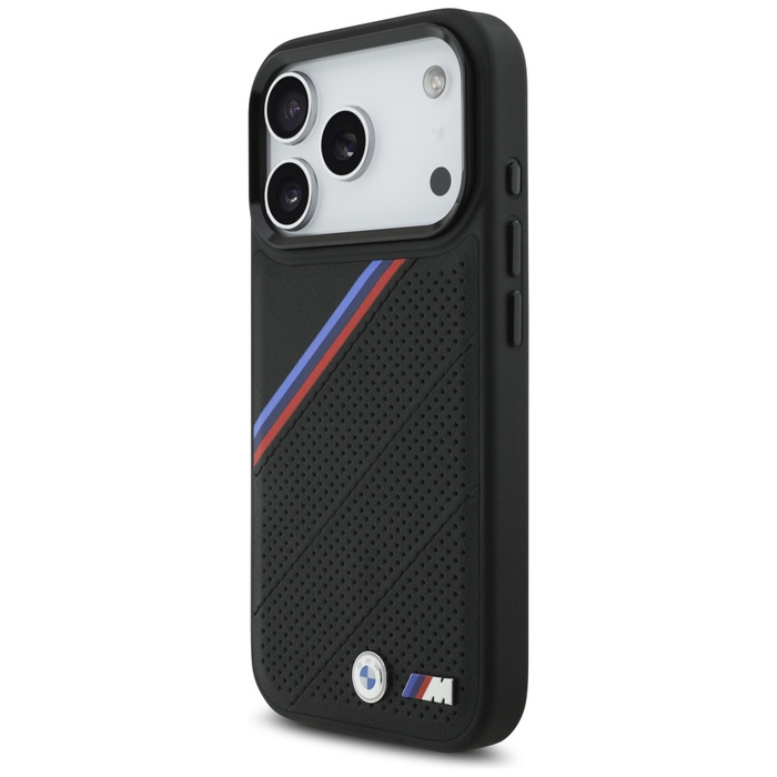 Etui BMW M Tricolor Metal Logo MagSafe   do iPhone 17 Pro czarny