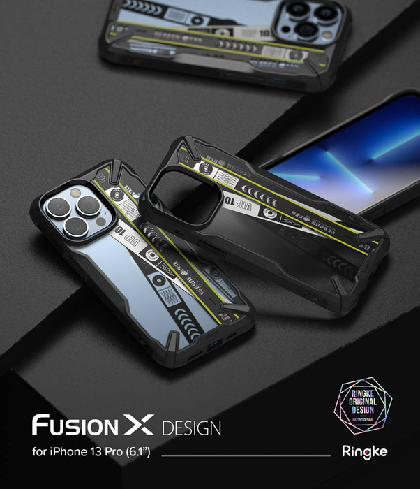 Ringke Fusion X Design durable PC Case with TPU Bumper for iPhone 13 Pro black (Ticket band) (FXD550E43)