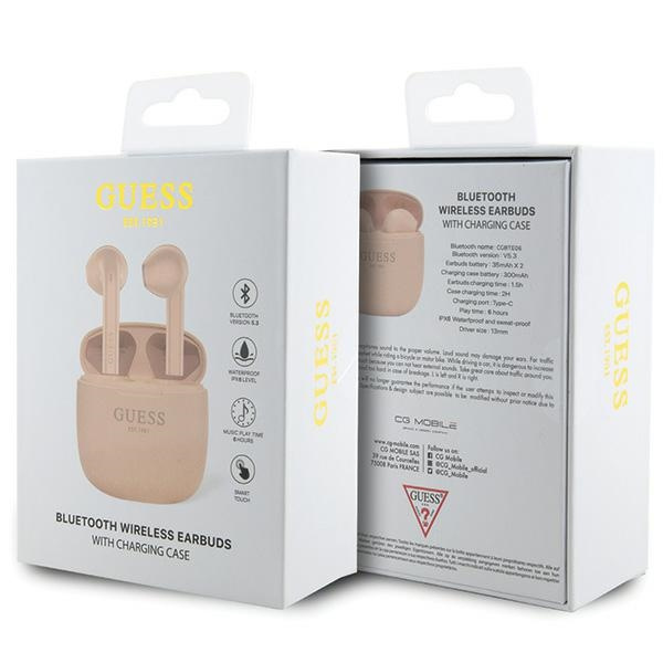 Guess headphones Bluetooth GUTWST26PSP TWS + docking station pink/pink Classic EST Logo