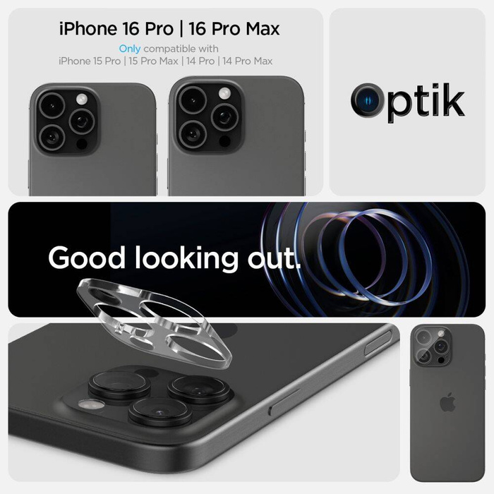 Spigen IPhone PROTECTOR DE CÁMARA OPTIK.TR PROTECTOR DE CÁMARA 2-PACK 14 PRO / PRO MAX / 15 PRO / 15 PRO MAX / 16 PRO / 16 PRO MAX CRYSTAL CLEAR